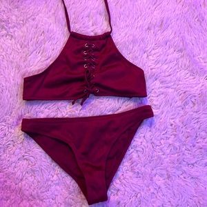 Maroon Tie up top and bottom Bikini!!